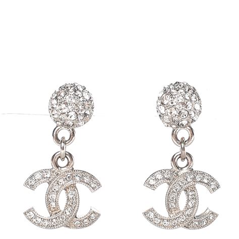 white chanel earrings|silver chanel drop earrings.